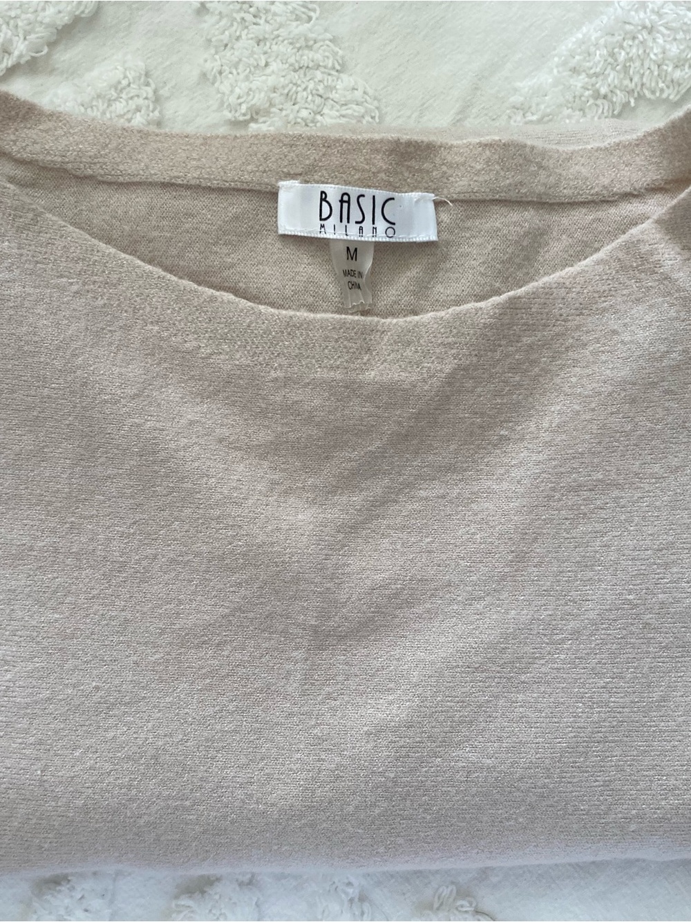 Active Basic Off-the-Shoulder Sweater in Light Beige